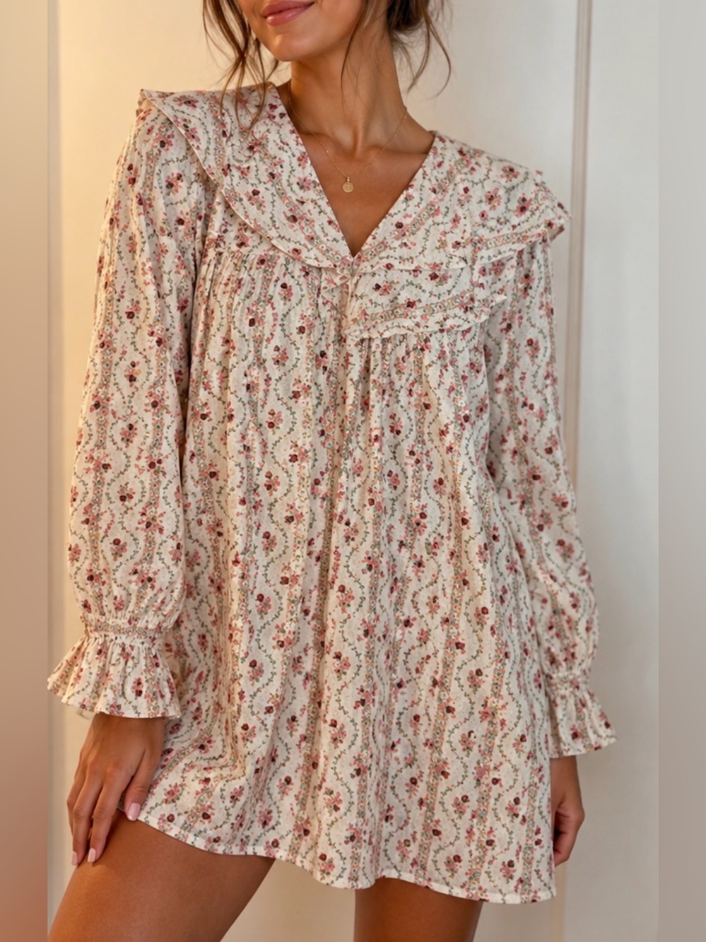 Hill House Charlie Floral Dress Size XL Mini Dress Collared